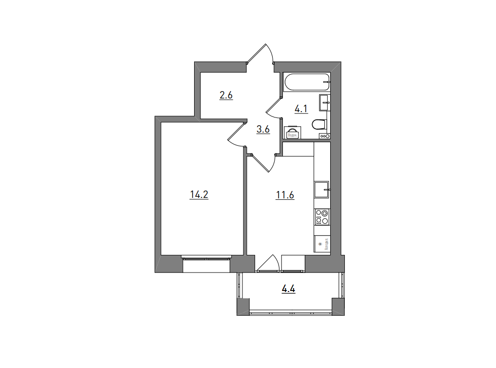 планировка квартиры 41 м2